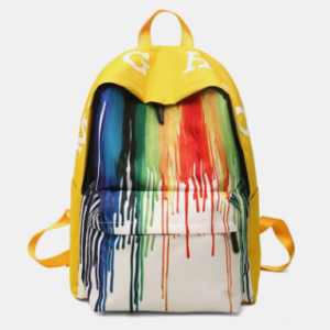 Women Ink Zipper Canvas Large Capacity Casual School Bag Backpack discountshub