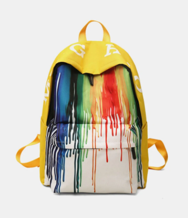 Women Ink Zipper Canvas Large Capacity Casual School Bag Backpack discountshub