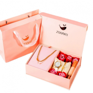 Women Watch Jewelry Luxury Gift Box Set Fashion Simple Quartz Wirst watch Titanium Steel Bracelet Necklace Makeup Brush 4Pcs discountshub