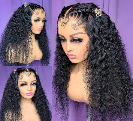 180% Density 26 Inch Long Kinky Curly Lace Front Wig Synthetic For Black Women Preplucked Long Heat Resistant Daily Baby Hair discountshub