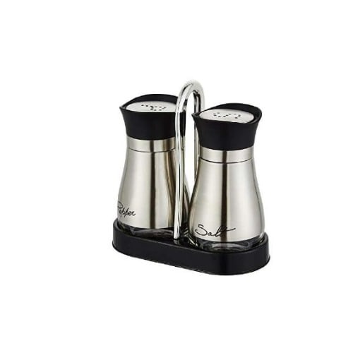 2 Pcs Glass Salt Pepper Shaker / Spice Jar Set With Rack- 100ml discountshub