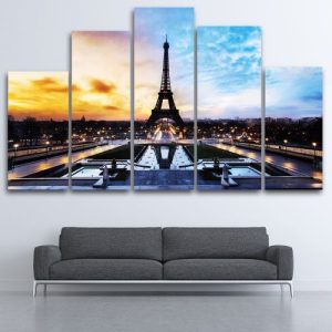 5Pcs Modern Eiffel Tower Picture Canvas Print Home Decor Wall Art (No Frame) discountshub