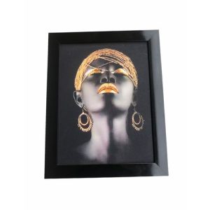 African Woman Golden Makeup Portrait Frame Wall Decoration discountshub