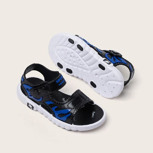 BLACK/BLUE Little Kids Beach Summer Flats Sandals 9801 discountshub