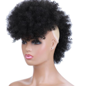 Blice Synthetic High Puff Afro Kinky Curly Short Middle-Part Wig Clips in Hairpiece Hair Extensions 90g/piece Ntural Black discountshub