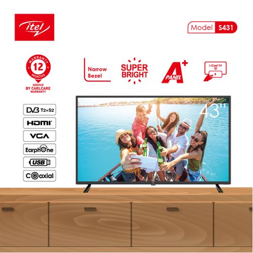 Itel 43" Inch Inches S431 Satellite ICast FHD TV (With Over Voltage Protection) discountshub