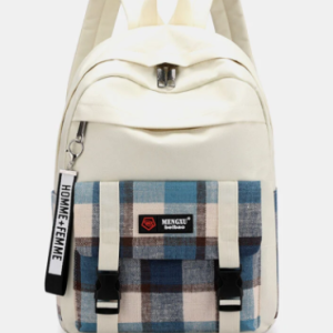 Men Casual Large Capacity Lattice Canvas Backpack discountshub