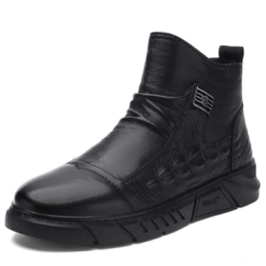 Men Slip-On Alligator Veins Round Toe Casual Ankle Boots discountshub