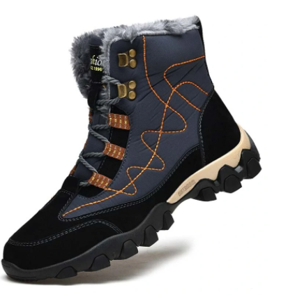 Men Warm Lining Non-slip Patchwork Outdoor Hiking Boots discountshub