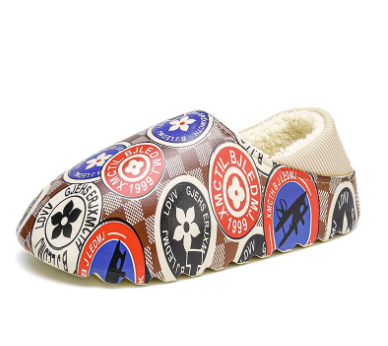 Men Warm Lining Waterproof Non-Slip Printing Colorful Stylish Slippers discountshub