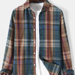Mens Colorful Plaid Button Up Casual Long Sleeve Shirts discountshub