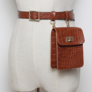 Mihaivina Vintage Leather Waist Bag Alligator Fanny Pack For Women Waist Pack Luxury Belt Bag Designer/Black Fanny Pack Bags discountshub