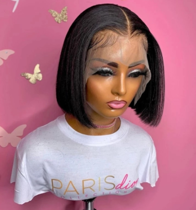Pre Plucked Short Cut Bob Silky Straight Fiber Synthetic Lace Front Wig For Black Women with Natural Hairline Baby Hair Glueless discountshub