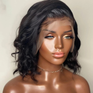Short Cut Bob Lace Front Wigs for Women Black Color Synthetic Hair Glueless Lace Wigs Babyhair Natural Hairline Body Wave Daily discountshub