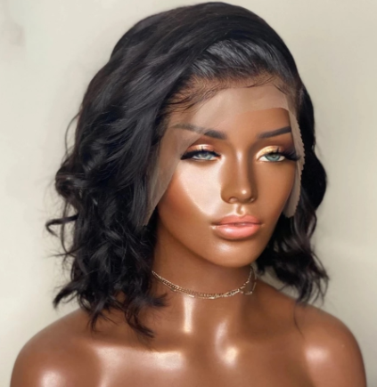 Short Cut Bob Lace Front Wigs for Women Black Color Synthetic Hair Glueless Lace Wigs Babyhair Natural Hairline Body Wave Daily discountshub