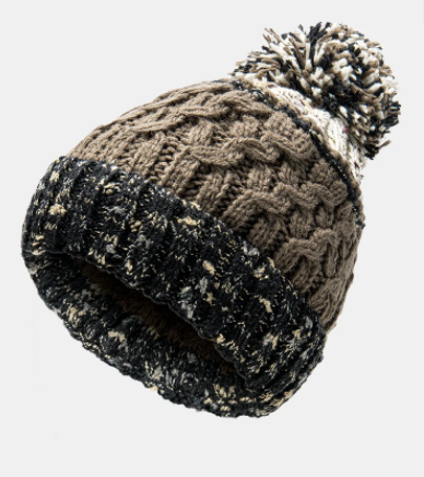 Unisex Mixed Color Knitted Plus Velvet Thickened Twist Pattern Fur Ball Decoration Flanging Warmth Beanie Hat discountshub