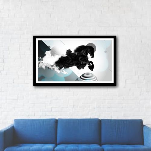 Awesome Abstract Black Horse Wall Frame (17x11 Inches) discountshub