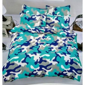Bedsheet With 4 Pillow Cases - Blue Camo discountshub