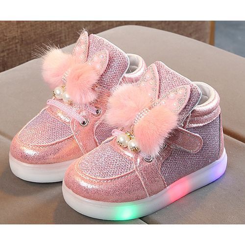 Children's LED Lights Shoes Girls Cartoon Baby Shoes-pink discountshub