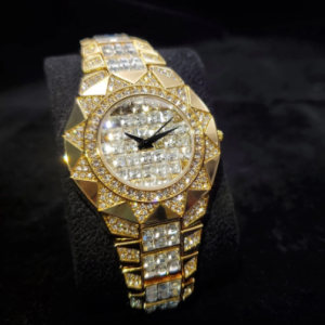 Hip Hop MISSFOX Mens Watches Lab Diamond 18K Gold Top Luxury Brand Quartz Wristwatches Steel Watch For Men Jewelry discountshub