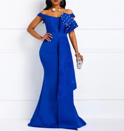 MD Bodycon Sexy Women Dress Elegant African Ladies Mermaid Beaded Lace Wedding Evening Party Maxi Dresses 2022 New Year Clothes discountshub