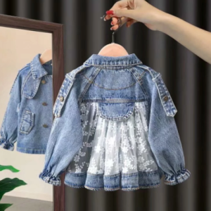 New Children's Denim Jackets Trench Jean Embroidery Jackets Girls Kids clothing baby Lace coat Casual outerwear Spring Autumn discountshub