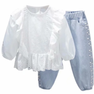 New Spring Autumn Kids Girl Clothing Sets Fashion Baby Girl Clothes Suits Cotton Children's Clothing T-shirt+ Denim pants discountshub