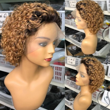 Pixie Cut Curly Bob Wig Human Hair Wigs Deep Kinky Curly Wave Wig 100% Human Hair Remy Pre plucked With Baby Hair 180 Density discountshub
