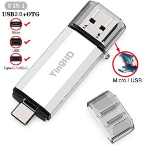 YingHD 64GB OTG USB Flash Drive For Type C PC Android Silver discountshub