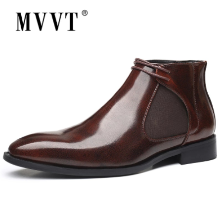 British Pointed Toe Leather Shoes Men Boots Fashion Formal Leather Oxfords Boots Shoes Dress Chelsea Boots Spring 2021 Plus Size discountshub