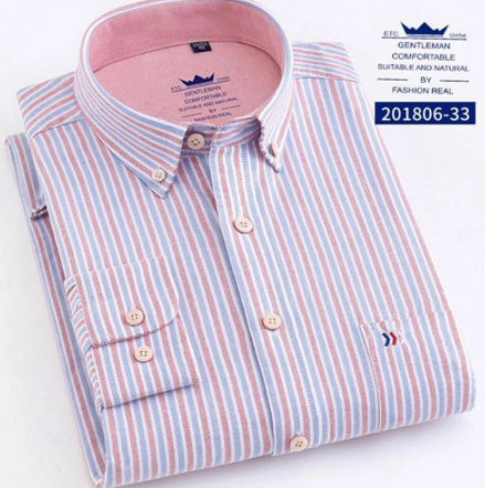 High Quality 100% Cotton Oxford Mens Long Sleeve Shirts Casual Slim-fit Plaid/Striped Male Dress Shirt For Men Business Shirts discountshub