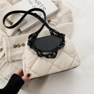 Kawaii Tote Bag 2022 Hit Winter PU Leather Padded Quilted Women's Designer Handbag Luxury Brand Chain Shoulder Crossbody Bags discountshub