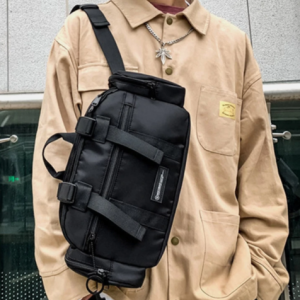 Men Nylon Brief Black Multi-Carry Crossbody Bag Fashion Shoulder Bag discountshub