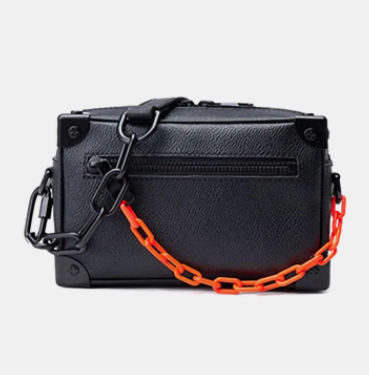 Men Vintage Chain Solid Color Wear-Resistant Crossbody Bag Brief Shoulder Bag discountshub