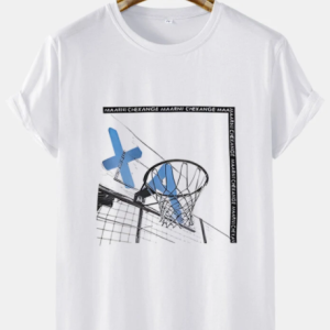 Mens Basketball Hoop Graphic Crew Neck Street Short Sleeve T-Shirts discountshub