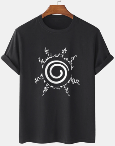 Mens Circle Graphic Crew Neck Casual Cotton Short Sleeve T-Shirts discountshub