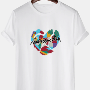 Mens Letter Colorful Heart Graphic Print Cotton Short Sleeve T-Shirts discountshub