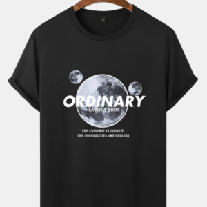 Mens Planet Letter Printed Crew Neck Short Sleeve T-Shirts discountshub