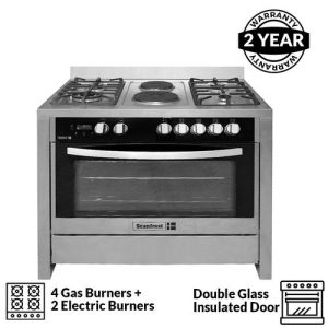 Scanfrost 6-Burner Gas Cooker SFC9423 SS (4 Gas + 2 Electric) discountshub