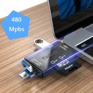 YingHD SD Card TF Card Reader 6 In 1 Black discountshub